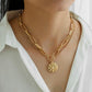 Jewelry ins creative compass nautical map pendant personalized OT buckle versatile double-layer necklace tide