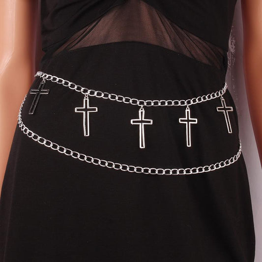 Korean tide brand rock punk hip-hop cross body chain ins with skirt shorts pants chain