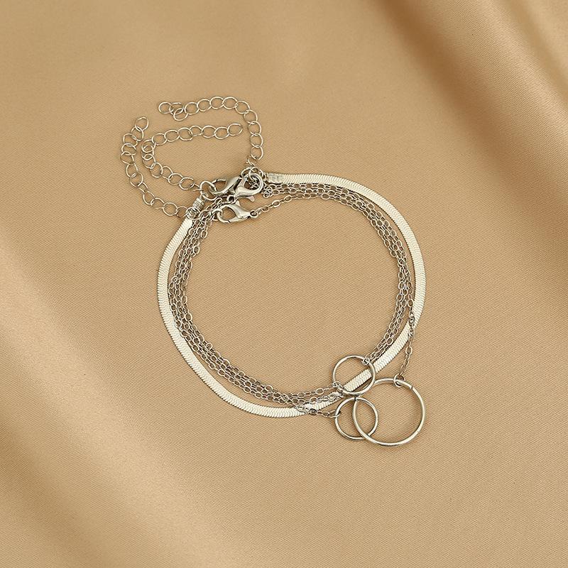 Jewelry personality geometric ring hollow anklet multi-layer anklet simple snake bone chain niche anklet