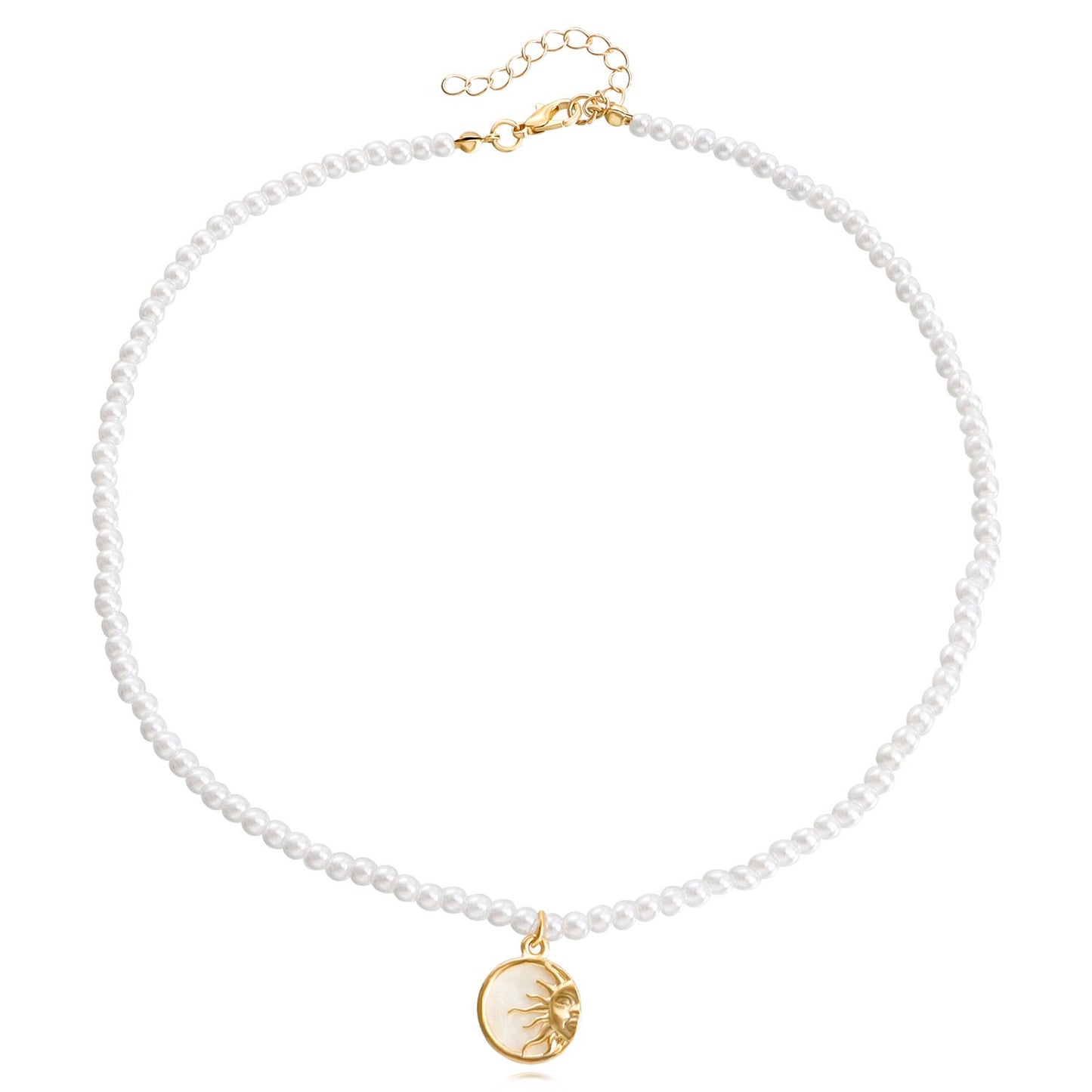 Jewelry Personality Semicircle Sun Small Pearl Necklace Sweater Chain Female Niche Advanced Design Sense Necklace
