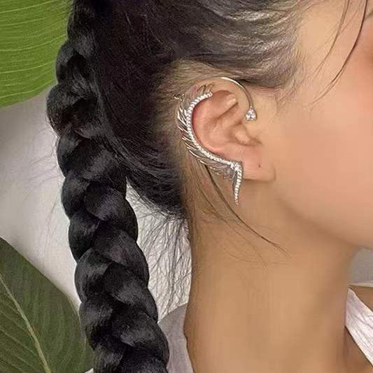 E1253 Internet celebrity ear bone clip fashion cold wing earrings geometric micro-inlaid personality earrings