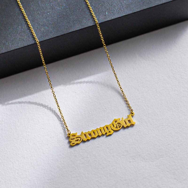 StrongGirl Letter Temperament Necklace Female Dongdaemun Trendy Cool Spice Girl Clavicle Chain Net Red Fashion Pendant
