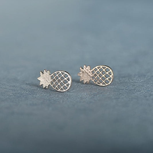 Simple Hollow Brushed Pineapple Stud Earrings Alloy Electroplating Fruit Jewelry Explosive