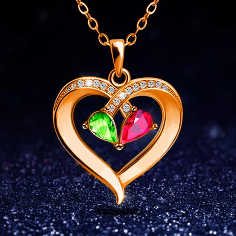Fashion Ladies Heart Crystal Diamond Pendant Necklace Heart Sapphire Necklace Jewelry