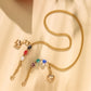 Fashion colored glaze glass beads heart-shaped mask necklace personalized colorful round beads peach heart glasses chain