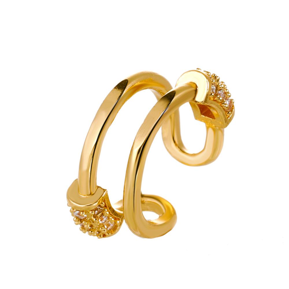 Simple zircon hole-free ear clip fashion retro geometric C-shaped ear bone clip niche design temperament earrings women