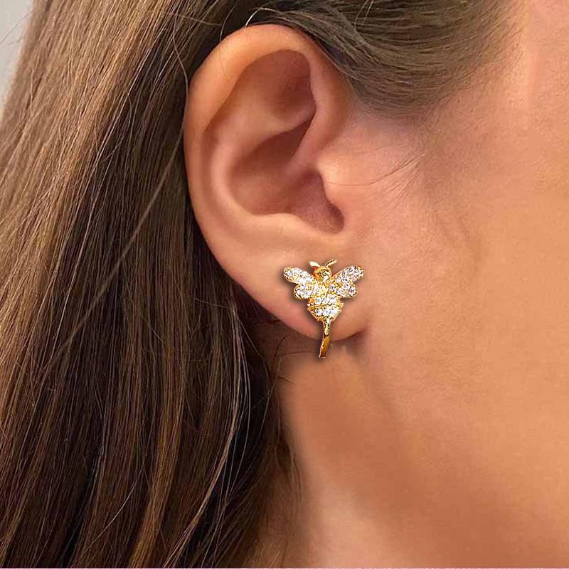 Explosive jewelry small bee earrings female niche design animal ear clip jewelry earrings