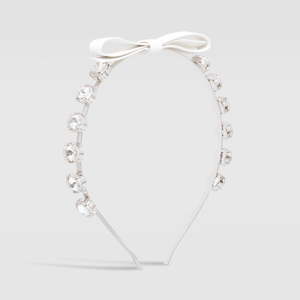 F3445 Glass Diamond Temperament Hair Ornament Bowknot Sweet Fragrance Headband Simple Leather Hairband for Adults