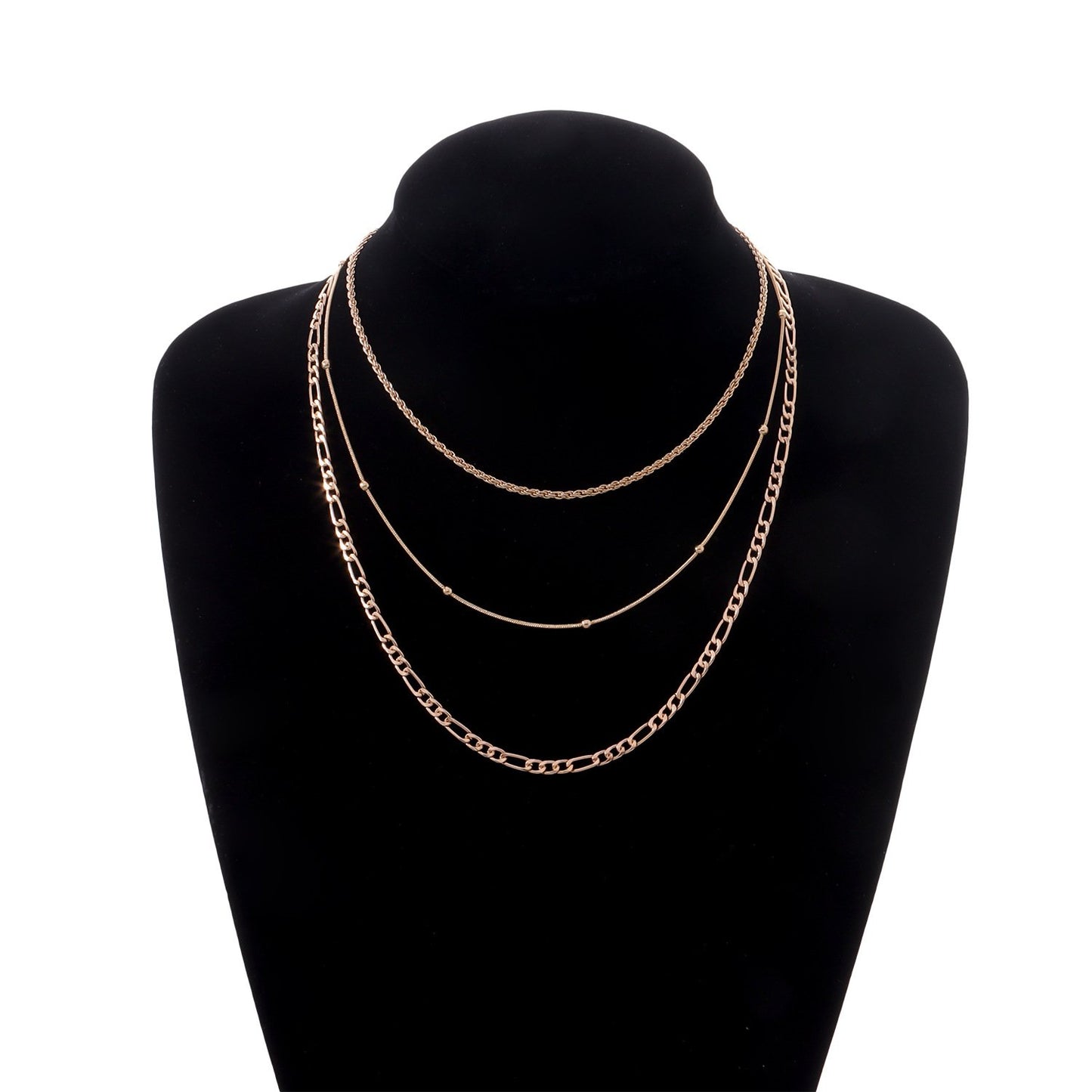 Jewelry multi-element temperament round bead snake bone necklace punk multi-layer fashion metal chain necklace