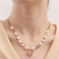 Retro Imitation Pearl Clavicle Chain Stitching Personality Hot Girl Necklace Simple Geometric Love Trend Metal Necklace