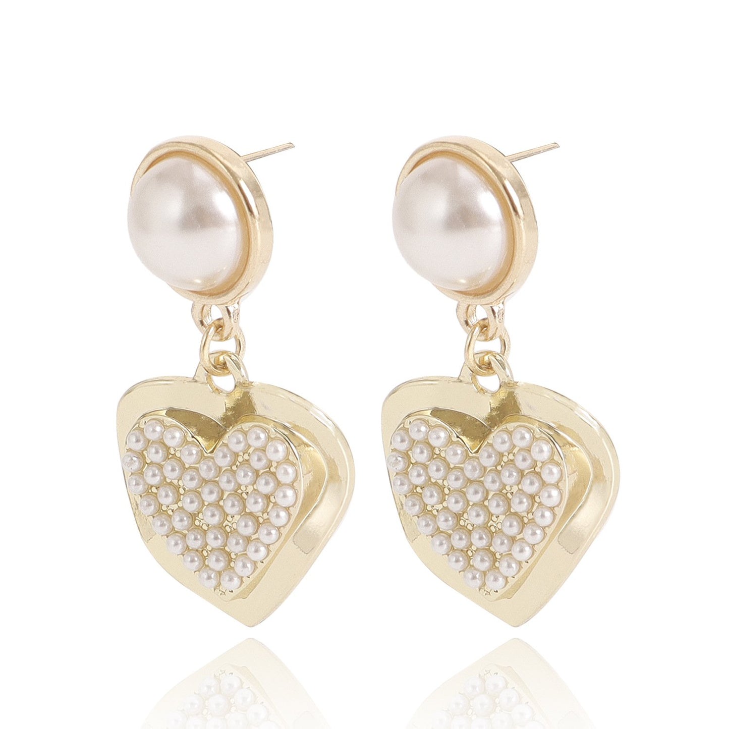 Jewelry beautiful imitation pearl love pendant earrings female hot girl ins trend earrings