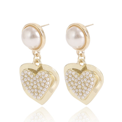 Jewelry beautiful imitation pearl love pendant earrings female hot girl ins trend earrings