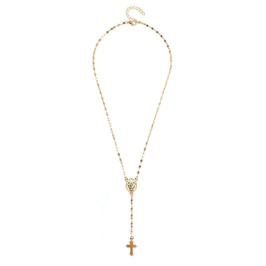 Three-color Cross Virgin Mary Necklace Ladies Fashionable Pendant Items Jewelry