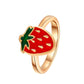 Retro Childlike Red Strawberry Ring Female Fashion Creative Geometric Metal Drip Oil Red Mushroom Index Finger Ring
