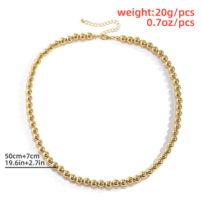 Jewelry Retro Simple Imitation Pearl Tag Necklace Hip Hop Trend Round Bead Snake Bone Chain Necklace