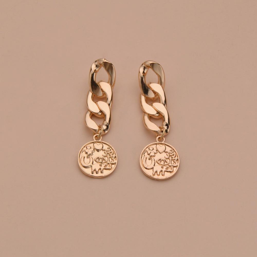 Punk Heavy Metal Chain Earrings Fashion Round Alloy Earrings Women Accessories