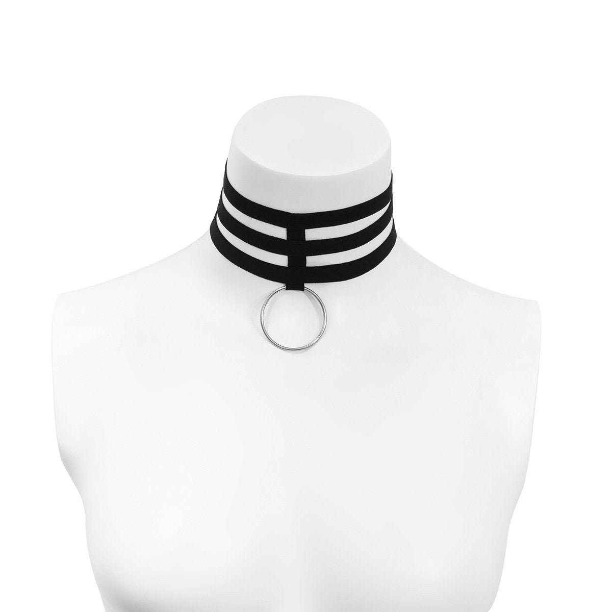 Jewelry Punk Exaggerated Ring Pendant Necklace Dark Sweet Cool Multilayer Elastic Belt Necklace Female