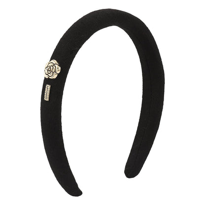 F5135 Retro Elegant Pure Color Small Fragrance Headband Rose Letter High Skull Top Internet Celebrity Lady Headband