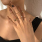 R652 ring alloy drop oil love temperament simple imitation pearl geometric ring set