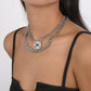N1715 jewelry thick chain punk exaggerated necklace stacked rhinestone eyes hip-hop necklace