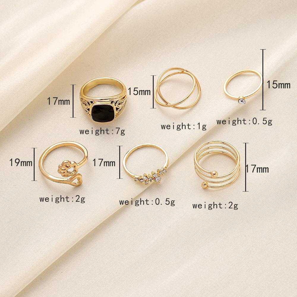 Simple Ins metal black dripping oil dog paw spring multi-piece suit ring light luxury niche design ladies fashion