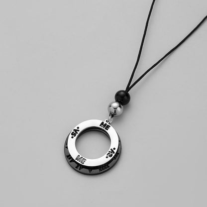 Fashion punk street commuting men's adjustable round Roman numeral necklace