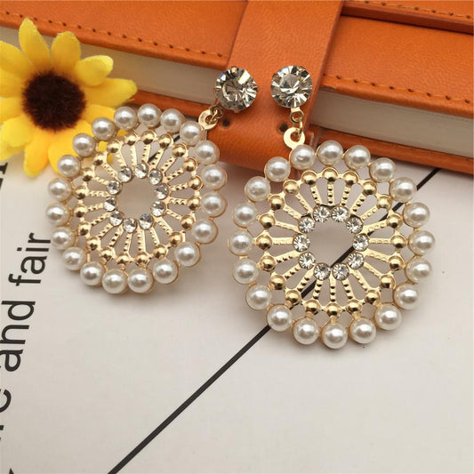 Five-pointed star earrings geometric diamond stud pearl earrings popular earrings stalls