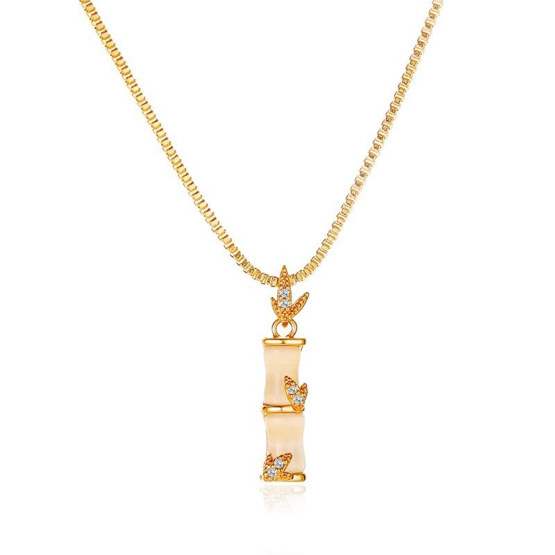 Temperament cat's eye carnation necklace female niche design exquisite bamboo pendant clavicle chain creative stall accessories