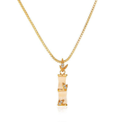 Temperament cat's eye carnation necklace female niche design exquisite bamboo pendant clavicle chain creative stall accessories