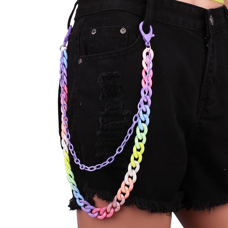 Fashion Waist Jewelry Versatile Candy Color Double Layer High Street Retro Color Resin Pants Chain Chain