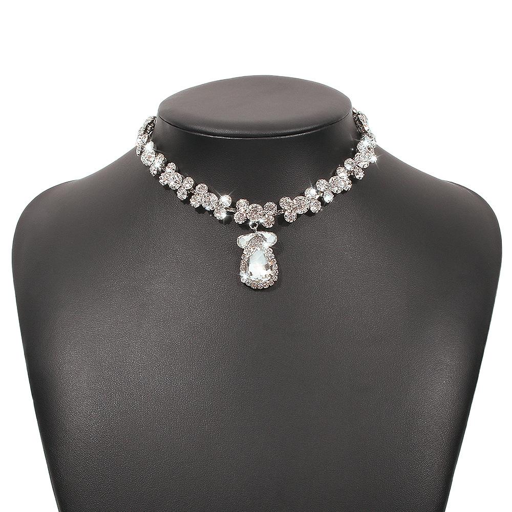 Jewelry Full Diamond Geometric Exaggerated Night Sexy Necklace Rhinestone Tassel Personality Internet Celebrity Necklace