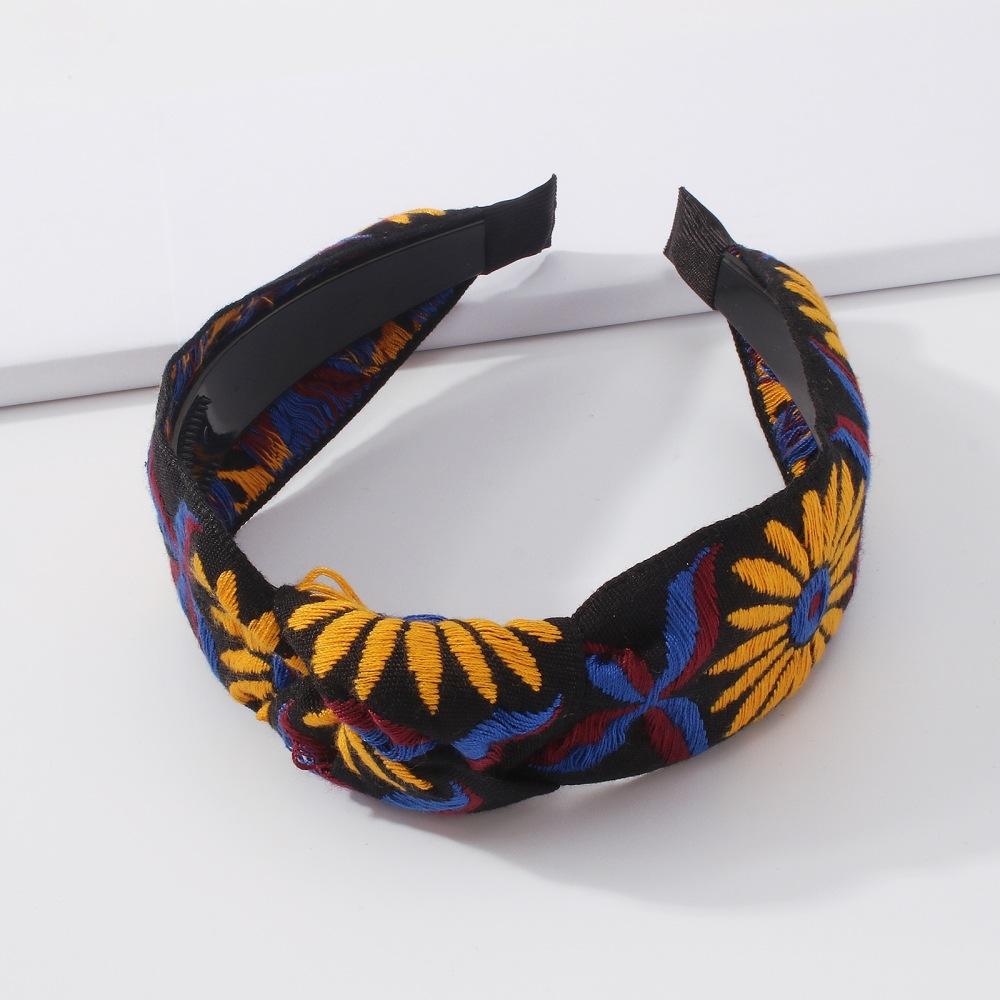 F3826 Jewelry Fabric Embroidery Sunflower Headband Small Fresh Knotted Temperament Washing Face Headband Female