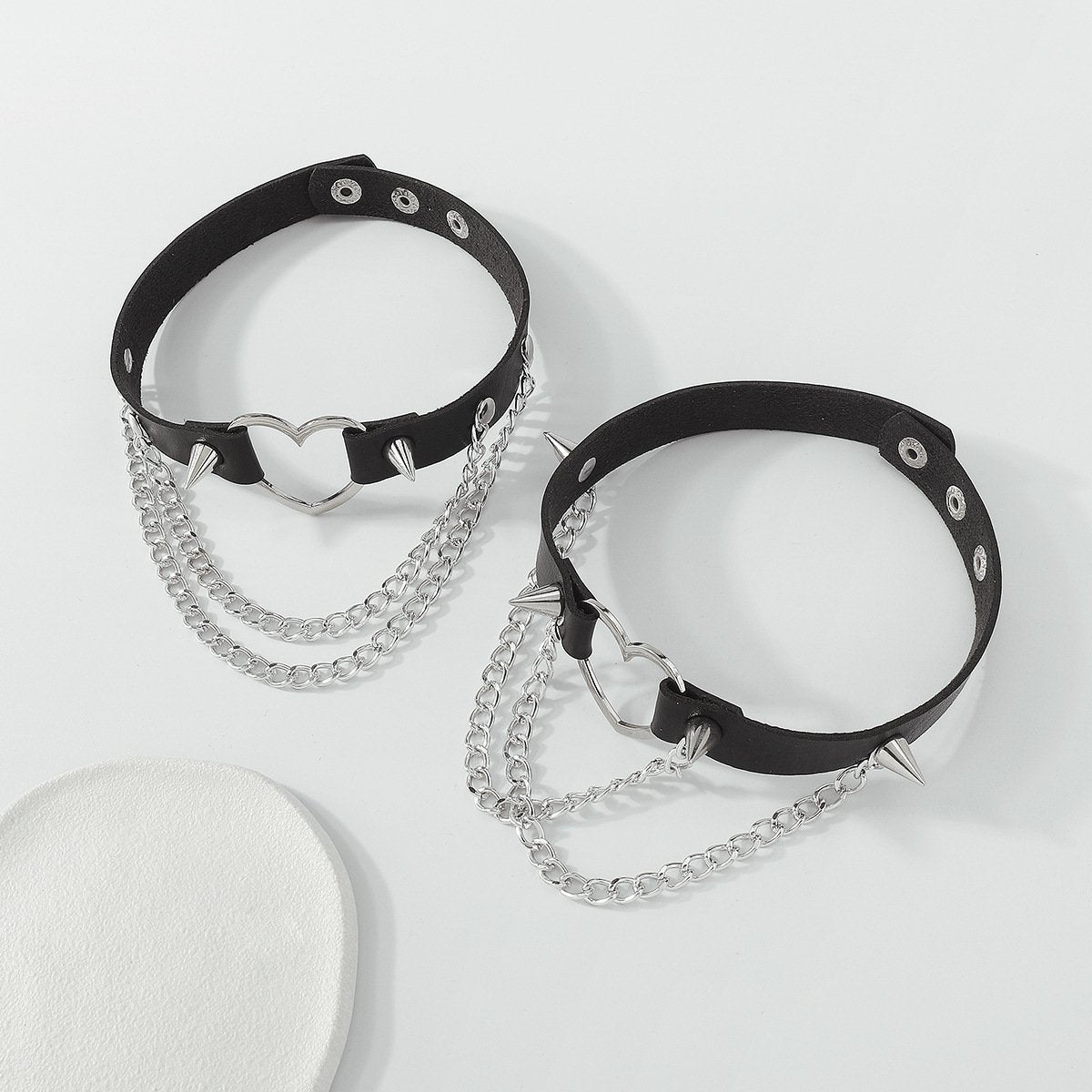 1313 Gothic chain choker necklace dark rivet PU necklace Harajuku punk necklace