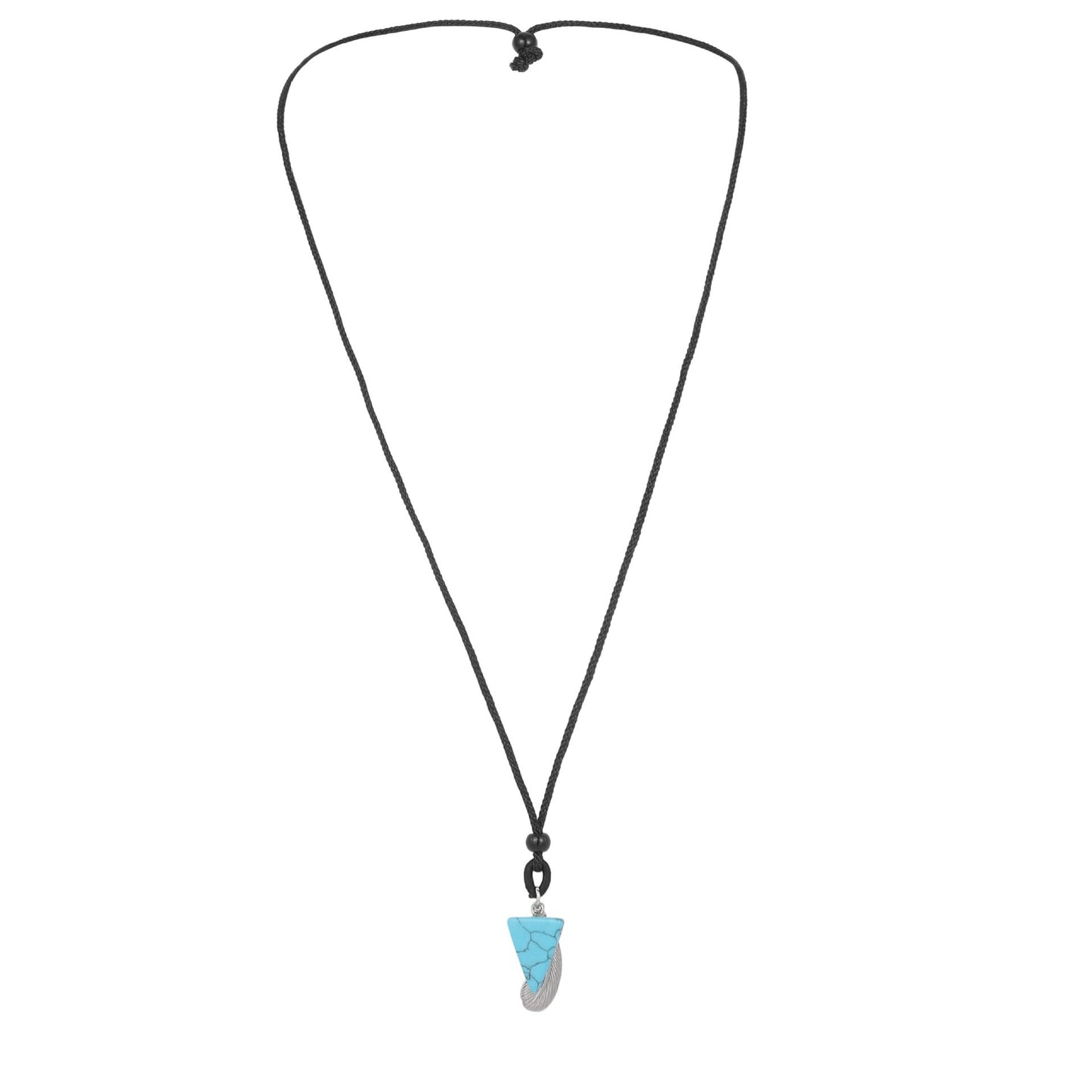 Trendy Men's Black Rope Feather Triangular Sapphire Necklace Art Retro Necklace