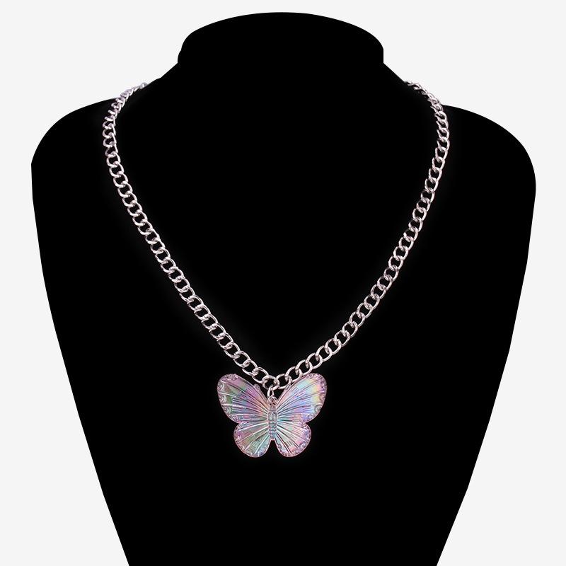 Jewelry Fashion Exaggerated Big Butterfly Clavicle Chain Female Jelly Color Cartoon Bear Pendant Necklace