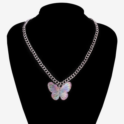Jewelry Fashion Exaggerated Big Butterfly Clavicle Chain Female Jelly Color Cartoon Bear Pendant Necklace
