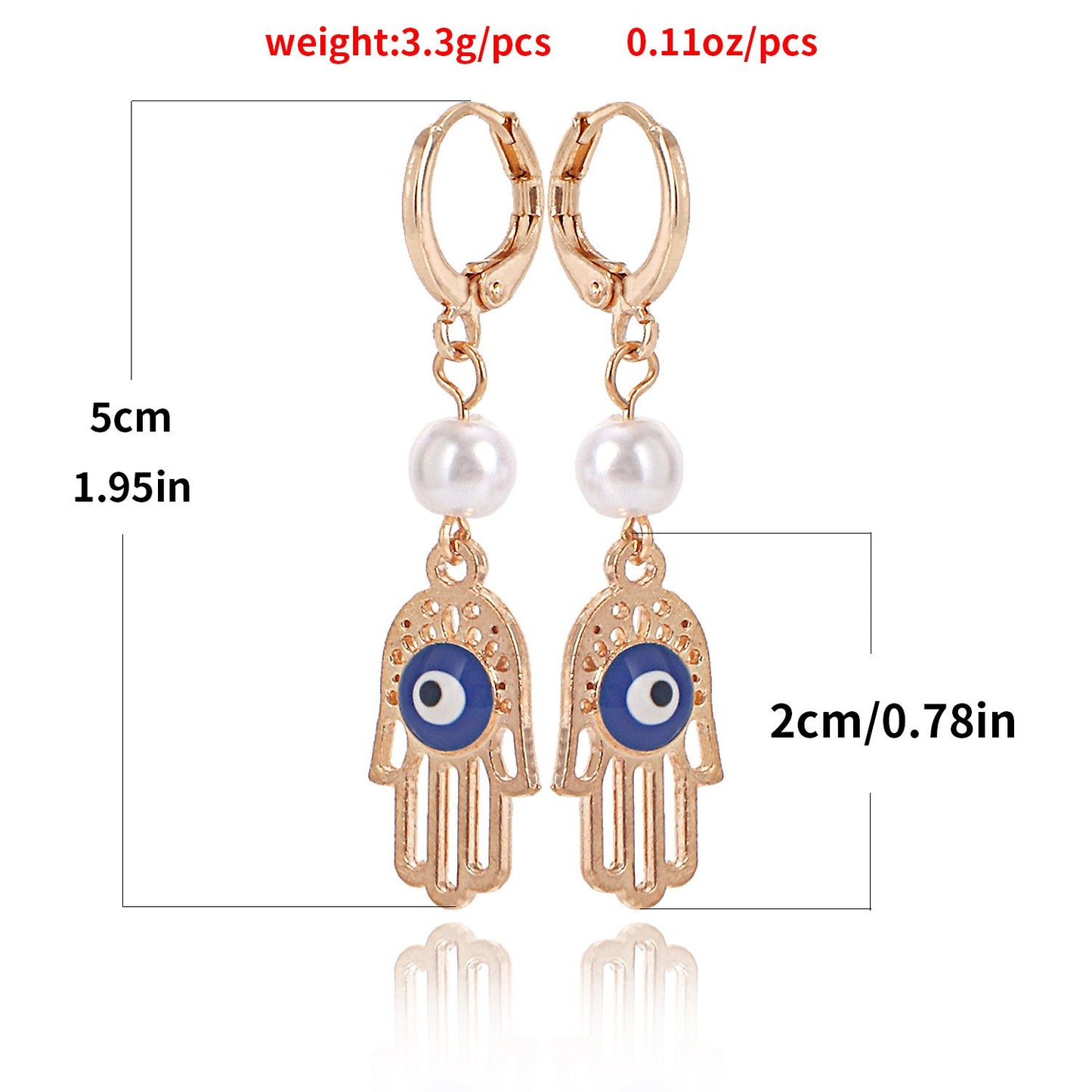 Fashion personality devil's eye palm pearl earrings women's hot style popular creative earrings