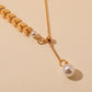 Ins simple temperament wheat ear necklace exquisite niche pearl super fairy pendant personality adjustable trend clavicle chain