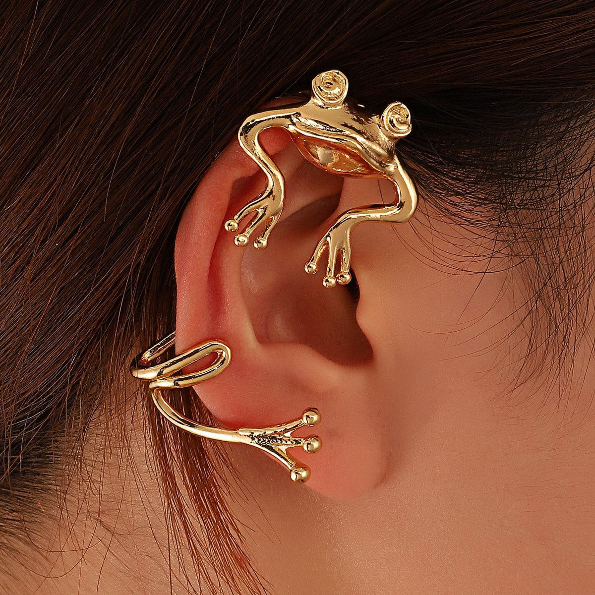 Fashion Metal Frog Holeless Ear Clip Ethnic Creative Retro Animal Ear Hanging Do Old Earrings Female