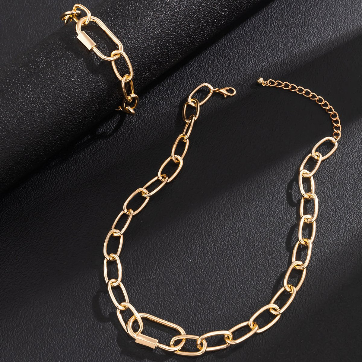 Jewelry Hip Hop Personality Metal O Chain Necklace Set Niche Geometric Versatile Necklace Women