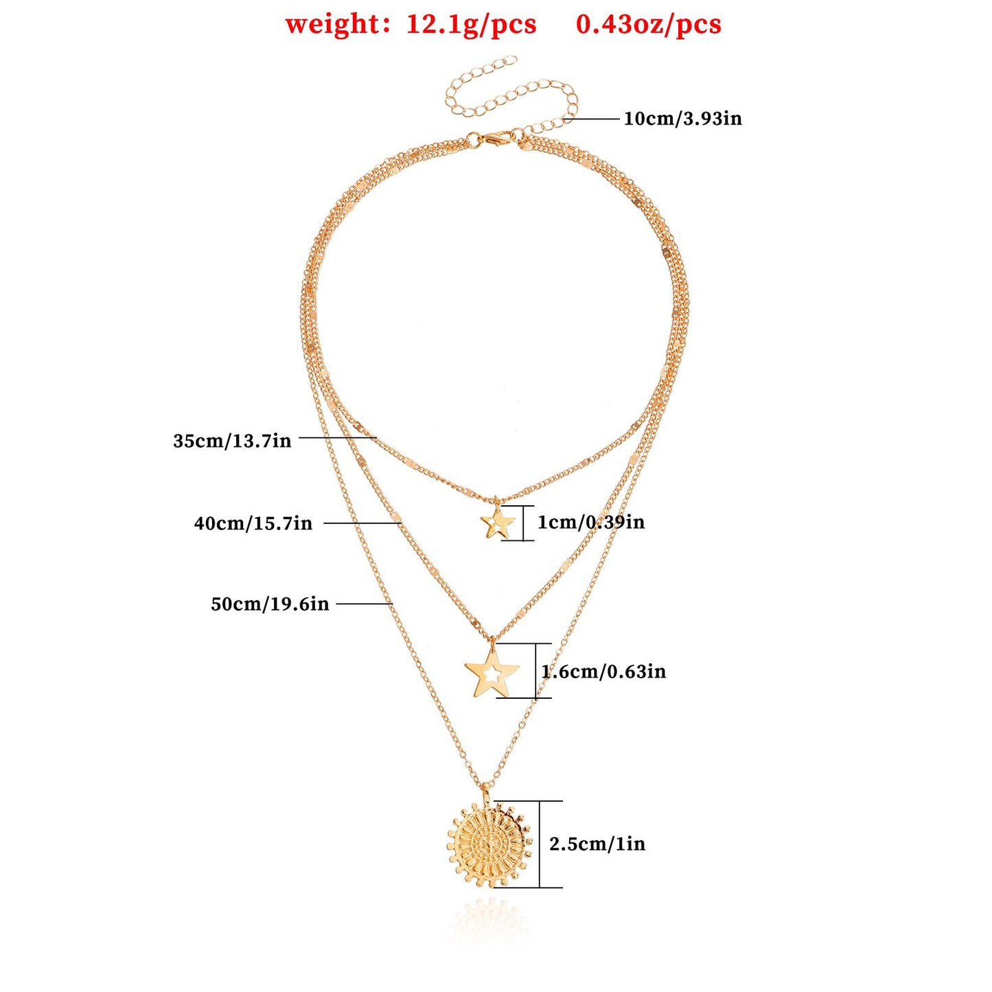 Jewelry punk multi-layer pentagram geometric pendant necklace female niche design high-end necklace