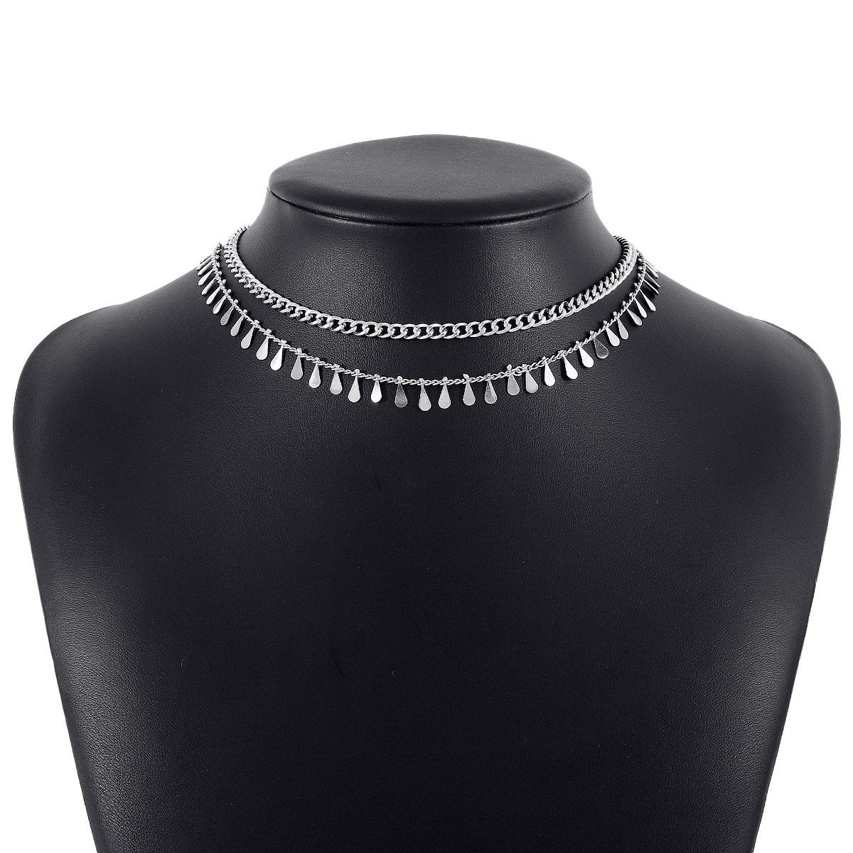 N1337 Minority Simple Double Layer Necklace Drop Shaped Disc Fashion Commuting Net Red Necklace Necklace