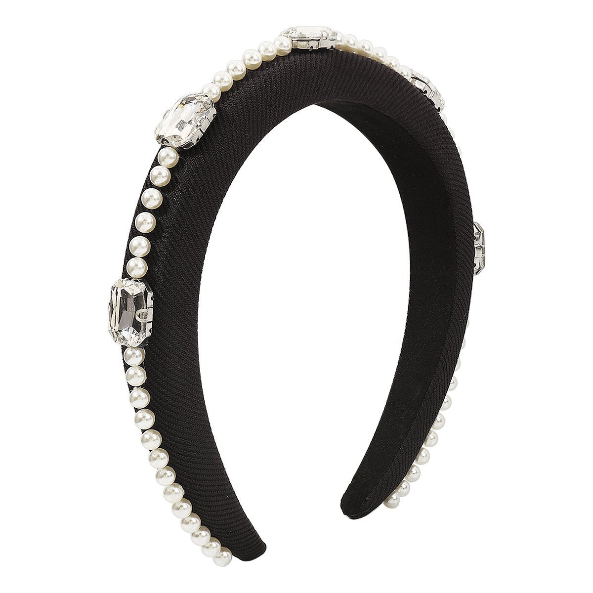 F492 French Retro Elegant Pearl Water Drill Headband Sponge High Skull Top Personality Light Luxury Atmosphere Fashionable Headband