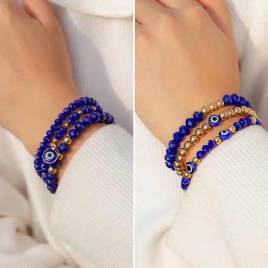 Jewelry Retro Turkish Blue Eyes Beaded Bracelet Ethnic Simple Stacked Set Bracelet