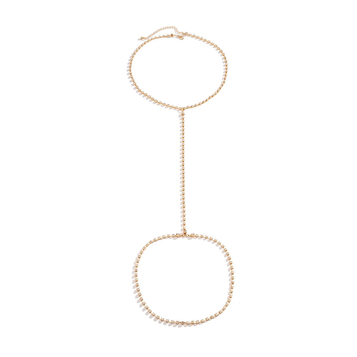 Jewelry street shot full of diamonds geometric tassel foot decoration simple and versatile double-layer claw chain thigh chain female