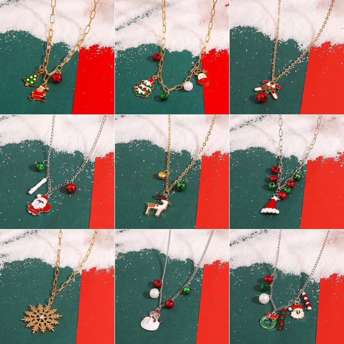 Christmas series necklace cartoon dripping oil snowman bell clavicle chain long sweater chain women