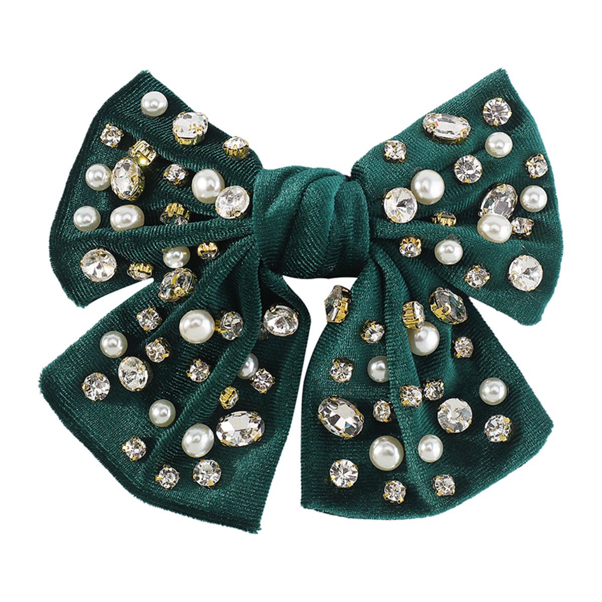 F278 Corduroy Fabric Art Diamond Pearl Personality Hair Clip French Light Luxury Ladies Bow Knot Retro Spring Clip