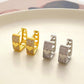 Ins full diamond square hollow heart earring fashion light luxury niche design peach heart earring net red earrings