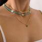 French retro painting oil heart-shaped small daisy rice bead necklace simple metal thin chain necklace female
