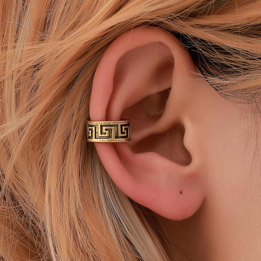 Earrings trendy retro hollow ear bone clip ethnic pattern single male and female earrings